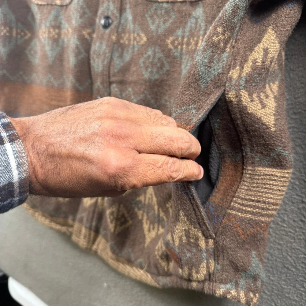 Jachs New York Shacket Mens XL Brown Aztec Wool Blend Southwestern Cabin